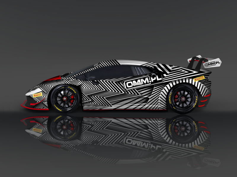 Projekt oklejenia Lamborghini dla OMM - prawy bok