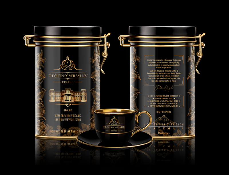 Brand Design and implementation -  the Queen of Versailles Coffee - qvcoffee.com