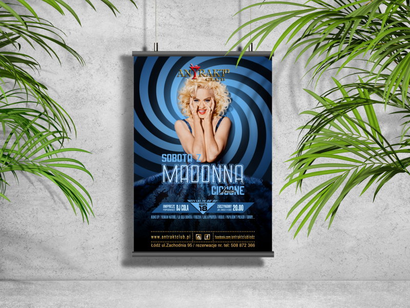 Plakat Sobota z Madonną i największe Hity 70' 80' 90'